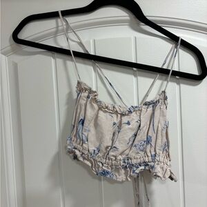 H&M - Pink and Blue Cross Back Crop Tank Top - Size Small